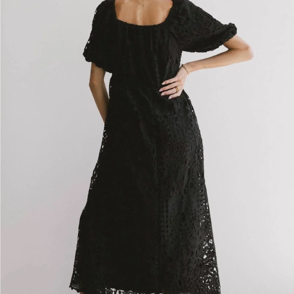 EUC Bohme “Devon” Eyelet Lace Maxi Dress in Black - Picture 2 of 8